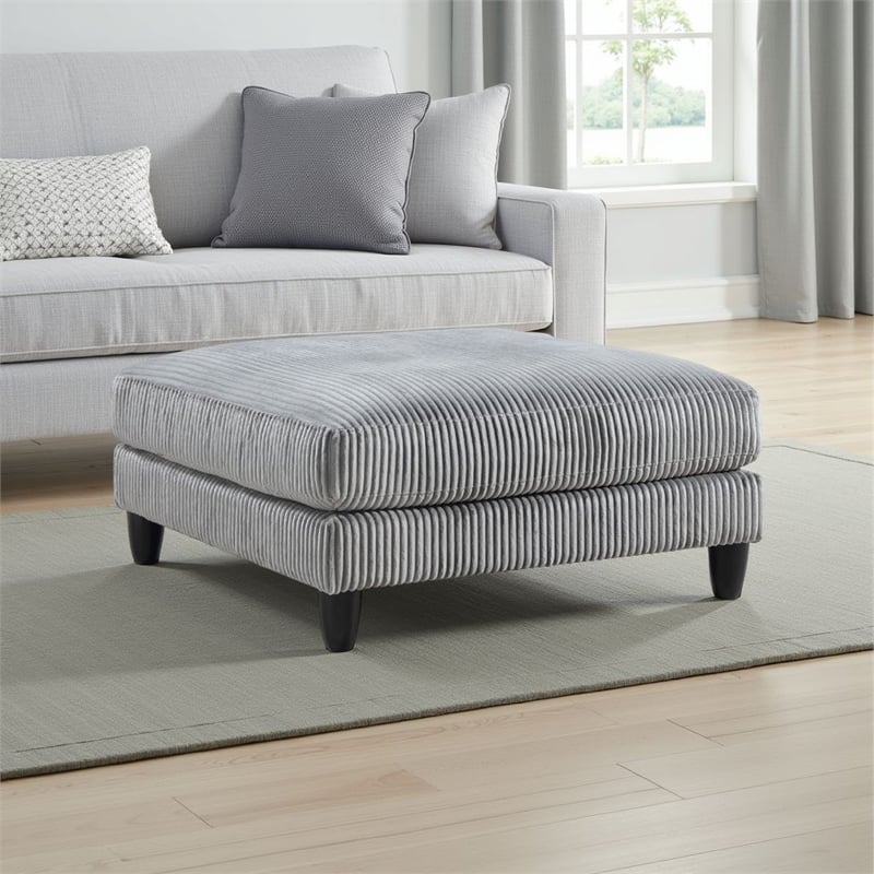 Mear Modular Ottoman w Black Solid Wood Legs- Gray Corduroy 40 Inch