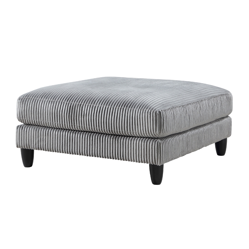 Mear Modular Ottoman w Black Solid Wood Legs- Gray Corduroy 40 Inch