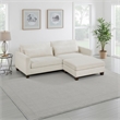 Bior Accent Ottoman- Ivory Fabric Upholstery- Solid Wood Legs- 41 Inch