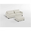 Bior Accent Ottoman- Ivory Fabric Upholstery- Solid Wood Legs- 41 Inch