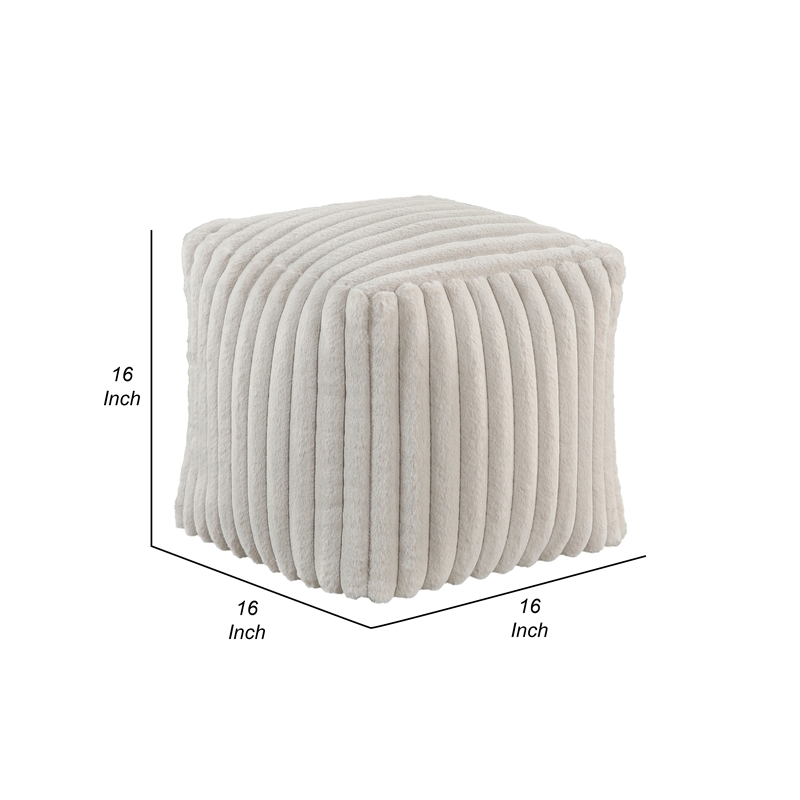 Modern Ottoman- Off White Ribbed Corduroy Zipper Cover- 16 Inch Square