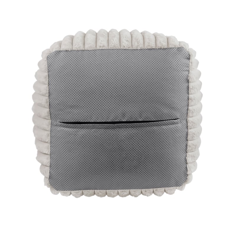 Modern Ottoman- Off White Ribbed Corduroy Zipper Cover- 16 Inch Square