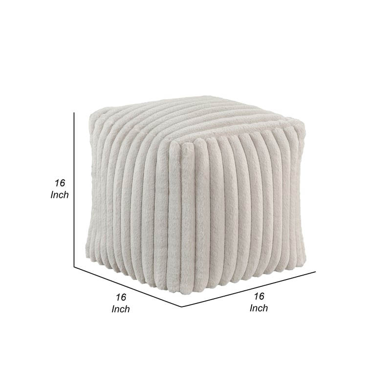 Modern Ottoman- Off White Ribbed Corduroy Zipper Cover- 16 Inch Square