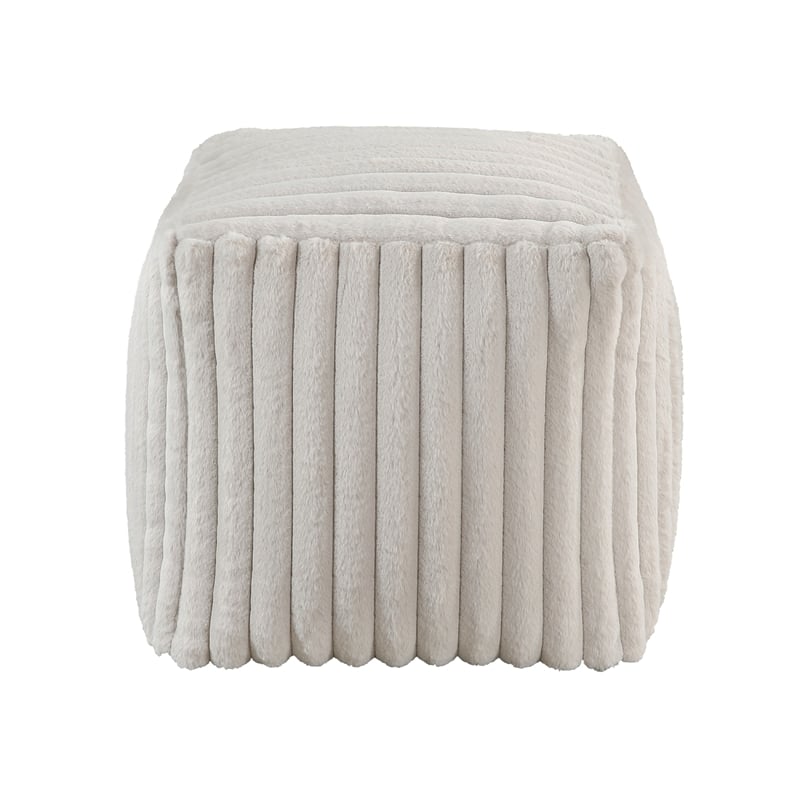 Modern Ottoman- Off White Ribbed Corduroy Zipper Cover- 16 Inch Square
