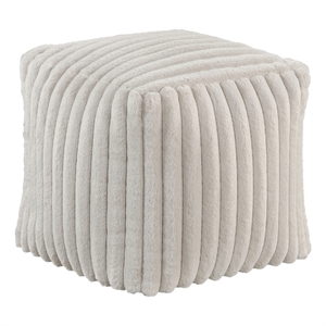 Modern Ottoman- Off White Ribbed Corduroy Zipper Cover- 16 Inch Square