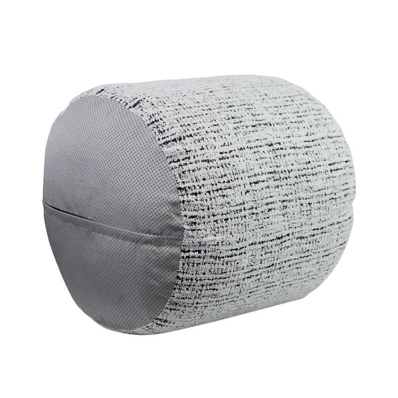 Modern Pouf Ottoman- Light Gray Soft Textured Chenille- 16 Inch Round