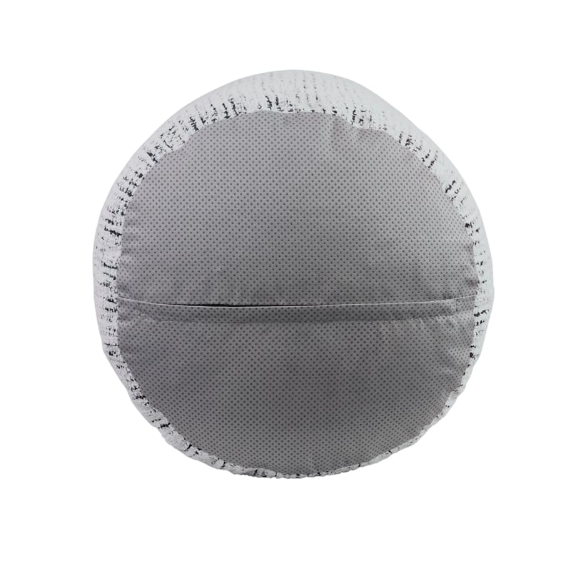 Modern Pouf Ottoman- Light Gray Soft Textured Chenille- 16 Inch Round
