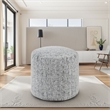 Modern Pouf Ottoman- Light Gray Soft Textured Chenille- 16 Inch Round