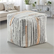 Modern Pouf Ottoman- Multicolor Vertical Striped Jacquard- 16 Inch
