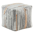 Modern Pouf Ottoman- Multicolor Vertical Striped Jacquard- 16 Inch