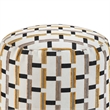 Modern Pouf Ottoman- Beige Gray Geometric Block Jacquard- 16 Inch