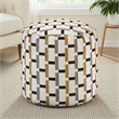 Modern Pouf Ottoman- Beige Gray Geometric Block Jacquard- 16 Inch
