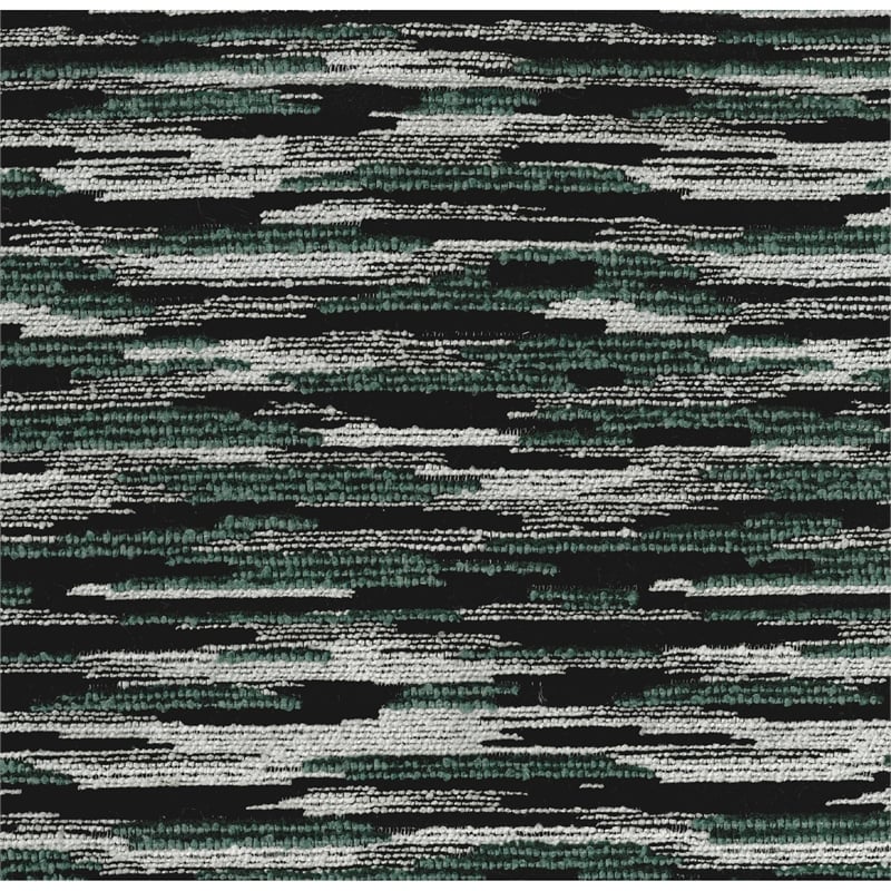 Modern Pouf Ottoman- Green White Curved Striped Jacquard- 16in Square