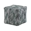 Modern Pouf Ottoman- Green White Curved Striped Jacquard- 16in Square