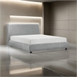 Queen Size Platform Bed- Low Profile- Gray Chenille Fabric Upholstery