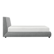 Queen Size Platform Bed- Low Profile- Gray Chenille Fabric Upholstery
