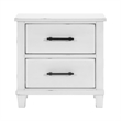 Gemi 27 Inch Nightstand with 2 Drawers- Black Handles- White Wood Finish
