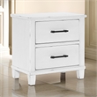 Gemi 27 Inch Nightstand with 2 Drawers- Black Handles- White Wood Finish