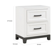 Thiem 28 Inch Nightstand with 2 Drawers- Black Handles- White Wood Finish