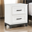 Thiem 28 Inch Nightstand with 2 Drawers- Black Handles- White Wood Finish