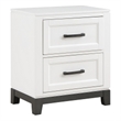 Thiem 28 Inch Nightstand with 2 Drawers- Black Handles- White Wood Finish