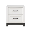 Thiem 28 Inch Nightstand with 2 Drawers- Black Handles- White Wood Finish