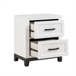 Thiem 28 Inch Nightstand with 2 Drawers- Black Handles- White Wood Finish