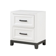 Thiem 28 Inch Nightstand with 2 Drawers- Black Handles- White Wood Finish