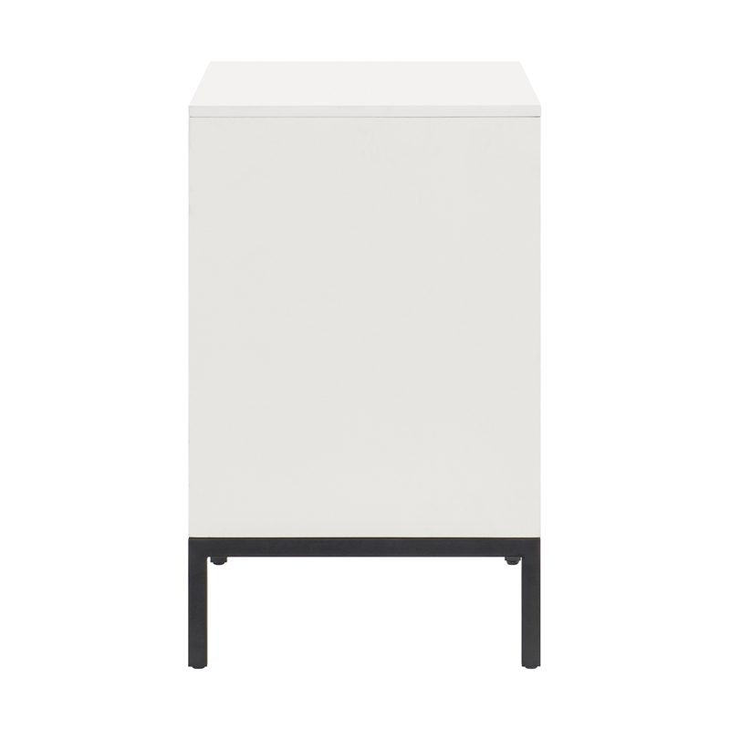 Jem 30 Inch Nightstand- 2 Drawers- Pocket Handles- Brown and White Wood