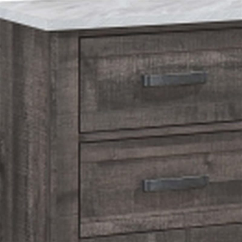 Romy 26 Inch Nightstand with 2 Drawers- Rustic Farmhouse Gray White Wood