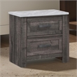 Romy 26 Inch Nightstand with 2 Drawers- Rustic Farmhouse Gray White Wood