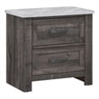 Romy 26 Inch Nightstand with 2 Drawers- Rustic Farmhouse Gray White Wood