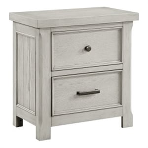 Myna 29 Inch Nightstand with 2 Drawers- Rustic Farmhouse White Oak Veneer