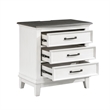 Woki 29 Inch Nightstand- 3 Drawers- USB Port- White- Brown Solid Wood