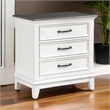 Woki 29 Inch Nightstand- 3 Drawers- USB Port- White- Brown Solid Wood