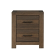 Aco 30 Inch Nightstand- 2 Drawers with Black Handles- Antique Brown Wood