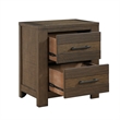 Aco 30 Inch Nightstand- 2 Drawers with Black Handles- Antique Brown Wood