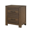 Aco 30 Inch Nightstand- 2 Drawers with Black Handles- Antique Brown Wood