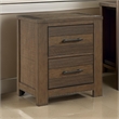 Aco 30 Inch Nightstand- 2 Drawers with Black Handles- Antique Brown Wood