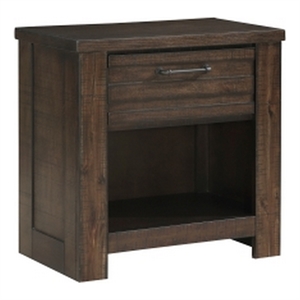 Niti 28 Inch Nightstand- 1 Drawer and 1 Open Storage Cubby- Antique Brown
