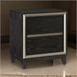 Uri 29 Inch Nightstand- 2 Drawers- Cutout Grooves- Silver Banding- Black