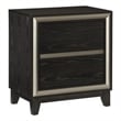Uri 29 Inch Nightstand- 2 Drawers- Cutout Grooves- Silver Banding- Black