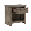 Niti 28 Inch Nightstand- 1 Drawer with Handle- Open Storage Cubby- Gray