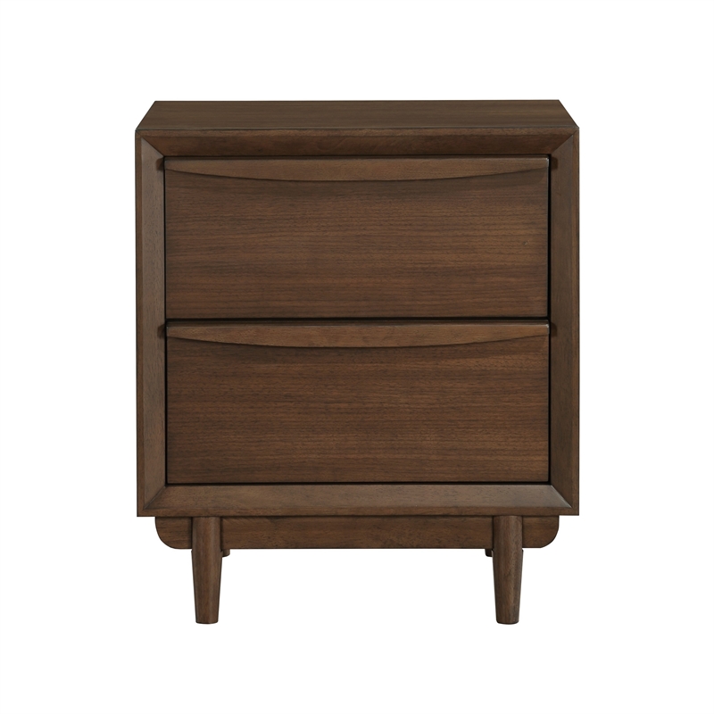 Soly 27 Inch Nightstand- 2 Drawers- USB Port- Lip Pull Handles- Brown