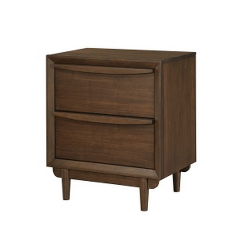 Soly 27 Inch Nightstand- 2 Drawers- USB Port- Lip Pull Handles- Brown