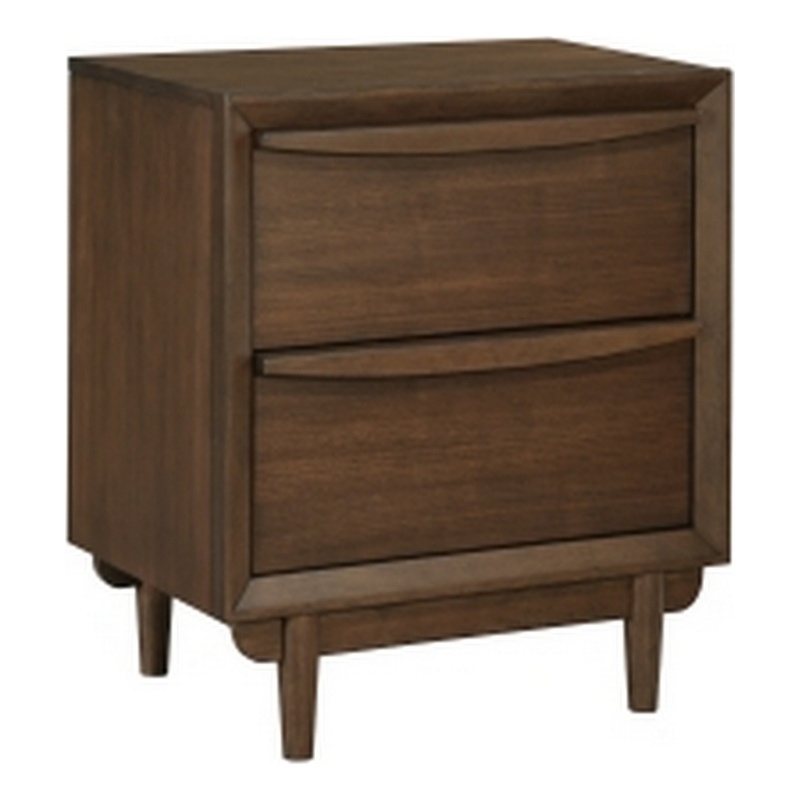 Soly 27 Inch Nightstand- 2 Drawers- USB Port- Lip Pull Handles- Brown