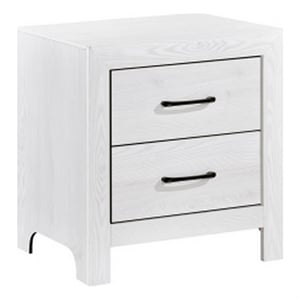 Eby 24 Inch Nightstand- 2 Drawers with Black Nickel Handles- White Finish