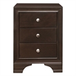 Folu 26 Inch Nightstand- USB Port- 3 Drawers with Chrome Knobs- Brown