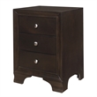 Folu 26 Inch Nightstand- USB Port- 3 Drawers with Chrome Knobs- Brown