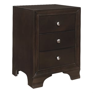 Folu 26 Inch Nightstand- USB Port- 3 Drawers with Chrome Knobs- Brown